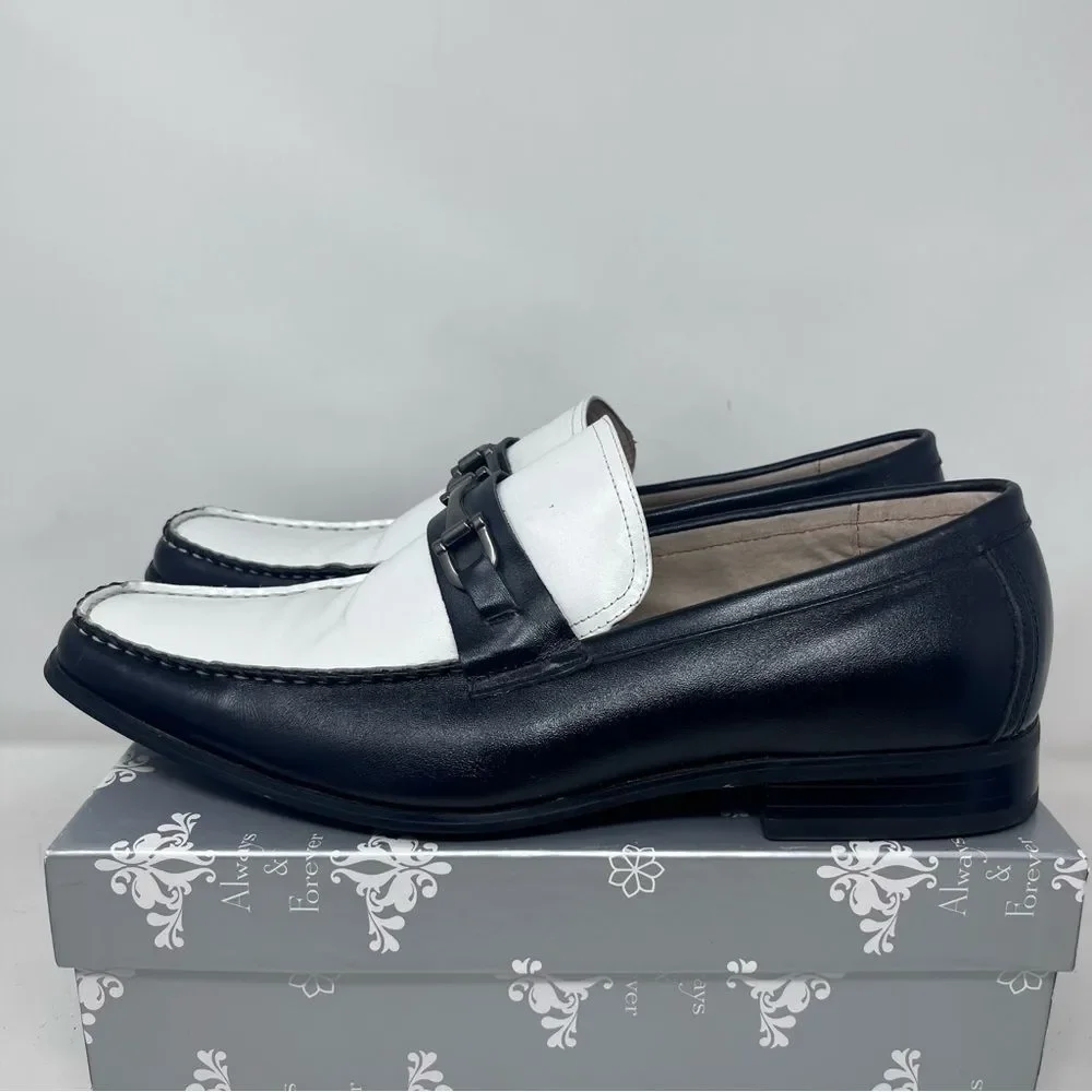 Stacy Adams Wana Bond Street Two-tone Black White Leather Loafers 10